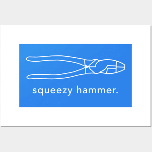 Funny Electrical Text, Electrician Humor, Squeezy Hammer Posters and Art